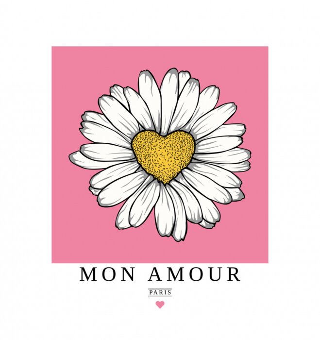 Tableau  daisy drawing and  fashion slogan for different apparel and T-shirt. - Vector