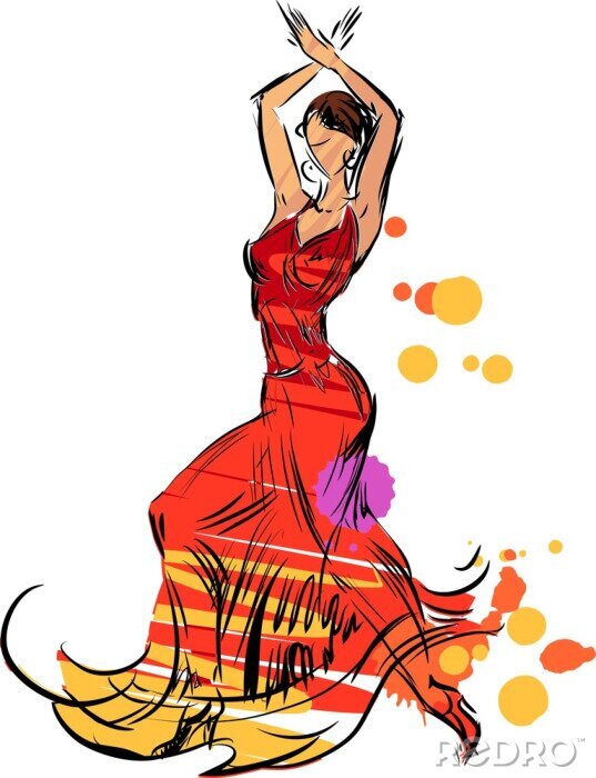 Tableau  Danse de salon et flamenco coloré