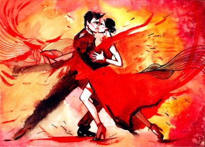 Tableau  Danseurs en rouge style pictural