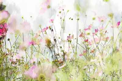 Tableau  De délicates fleurs des champs effet peinture