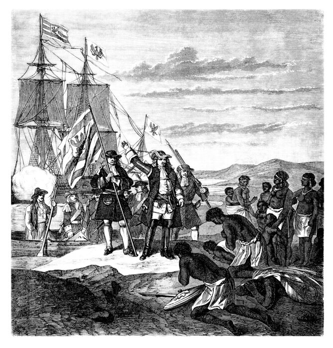 Tableau  Débarquement des Européens en Afrique - 17e siècle