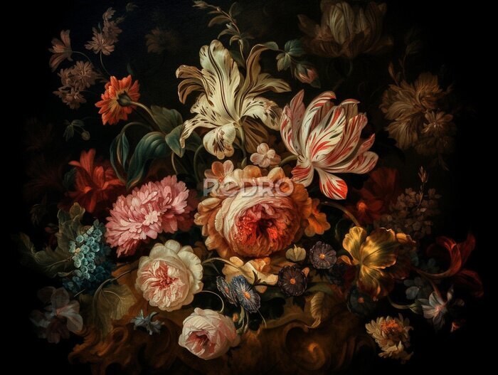 Tableau  Décoration baroque avec fleurs
