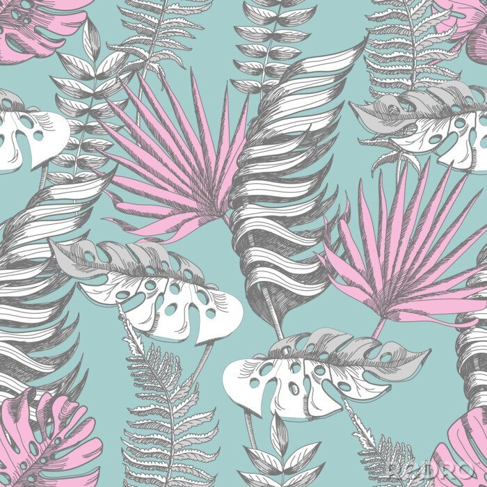 Tableau  Délicates plantes tropicales à feuilles