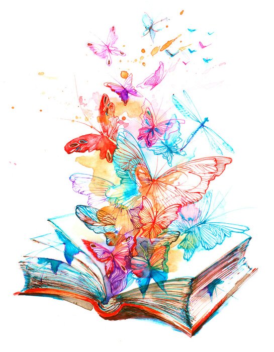 Tableau  Des papillons s'échappent d'un livre ouvert