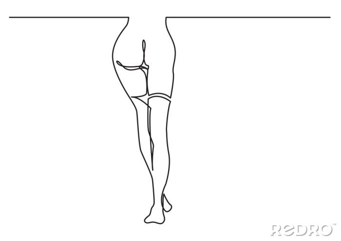 Tableau  dessin au trait continu de jambes de femme sexy en bas