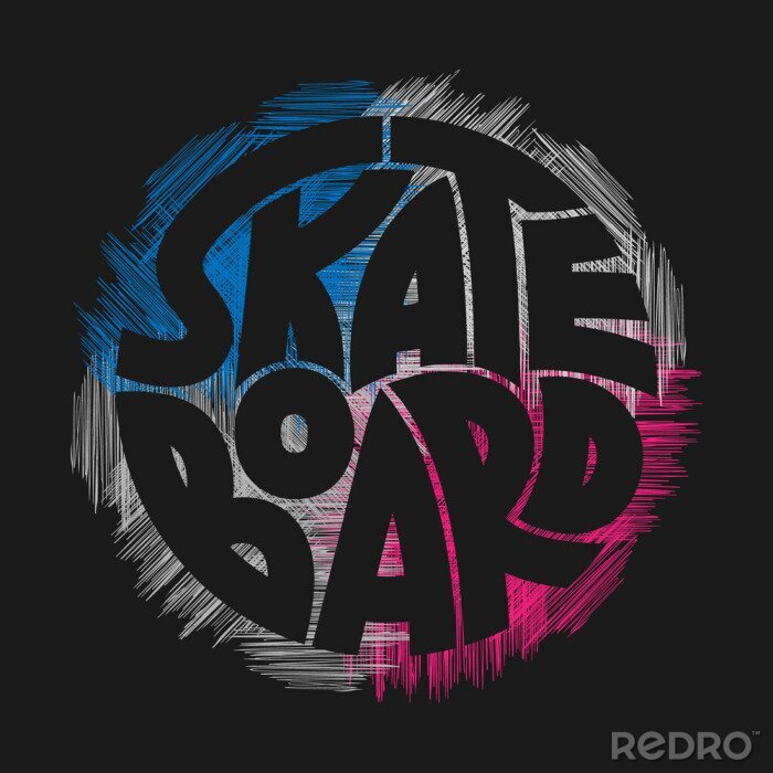 Tableau  Dessin et texte skateboard