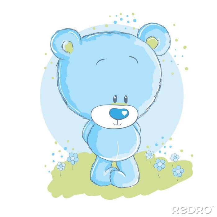 Tableau  Dessin mignon d'ours bleu pour des enfants
