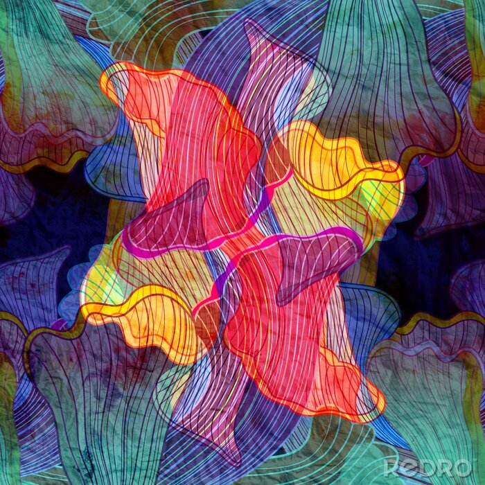Tableau  Dessins en couleur fleurs abstraites