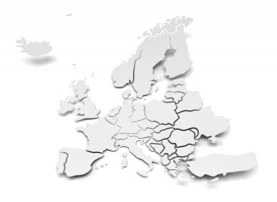 Détail papier carte de l'Europe avec des frontières nationales