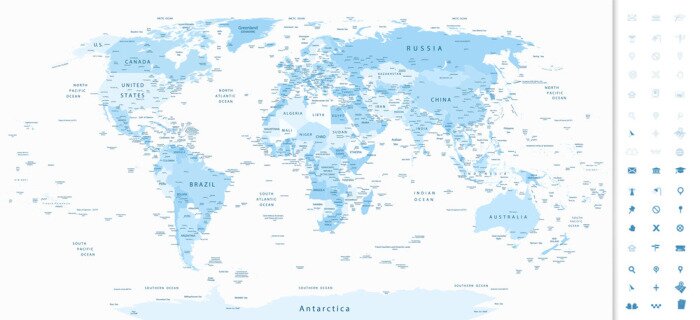 Tableau  Detailed World Map blue colors