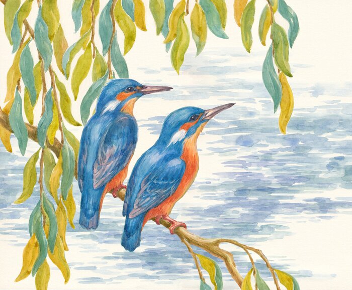 Tableau  Deux oiseaux version peinture