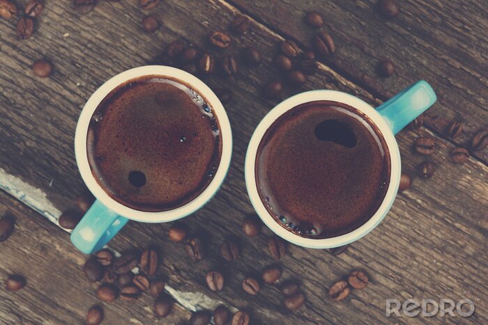 Tableau  deux tasses de café frais