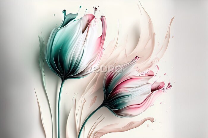 Tableau  Deux tulipes dans une composition artistique