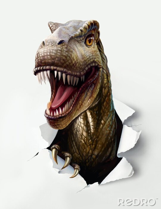 Tableau  Dinosaure 3D sur un fond blanc