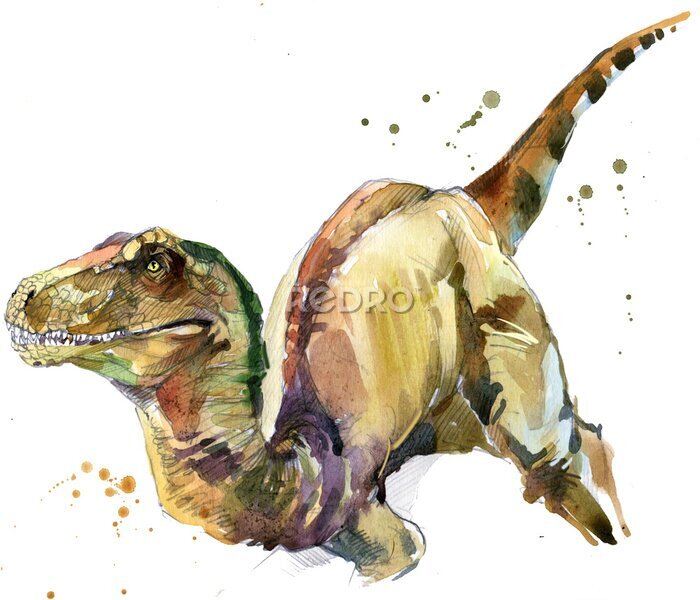 Tableau  Dinosaure aquarellé sur fond blanc