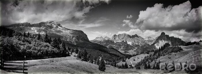 Tableau  Dolomites en noir et blanc