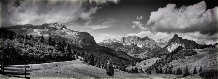 Tableau  Dolomites en noir et blanc