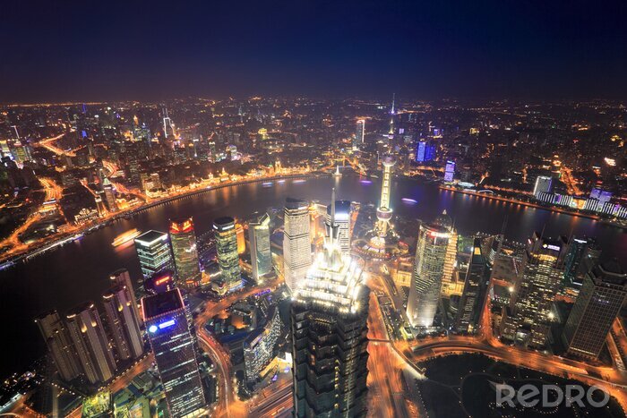 Tableau  donnant Shanghai la nuit