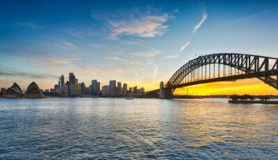 Tableau  Dramatique panoramique coucher de soleil photo du port de Sydney