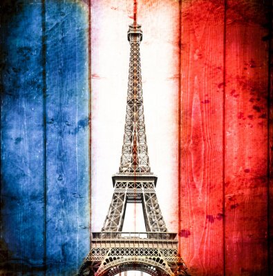 Drapeau de la France avec la Tour Eiffel