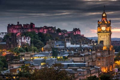 Tableau  Edinburgh château et paysage urbain de nuit, en Écosse au Royaume-Uni