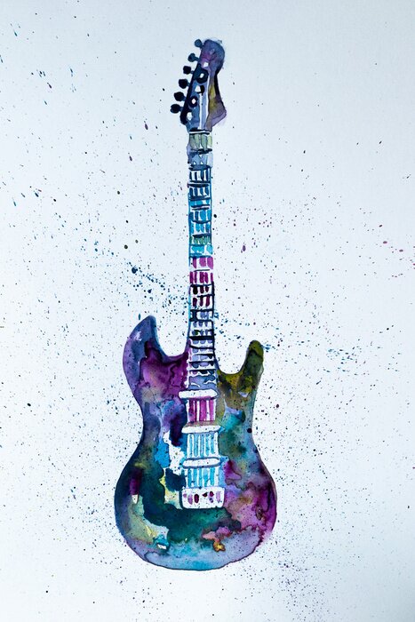 Tableau  Electric Guitar Watercolor