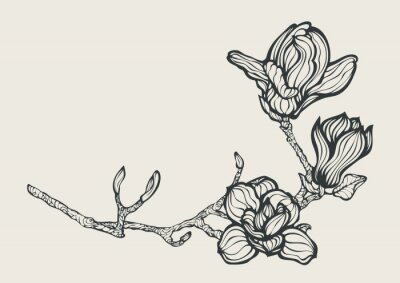 Tableau  Élément de design floral avec la branche fantastique de fleurs