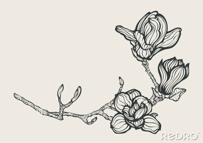 Tableau  Élément de design floral avec la branche fantastique de fleurs