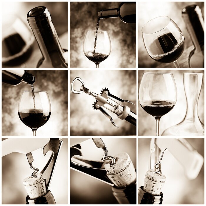 Tableau  Eléments de vin en sépia