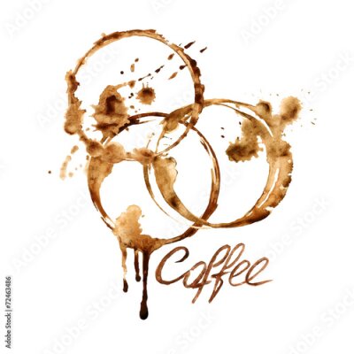 emblème d'aquarelle avec des taches de café
