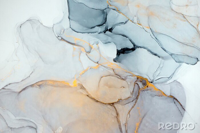 Tableau  Encre, peinture, résumé. Gros plan de la peinture. Fond de peinture abstraite coloré. Peinture à l'huile très texturée. Détails de haute qualité. Alcool à la peinture abstraite moderne, art contempora