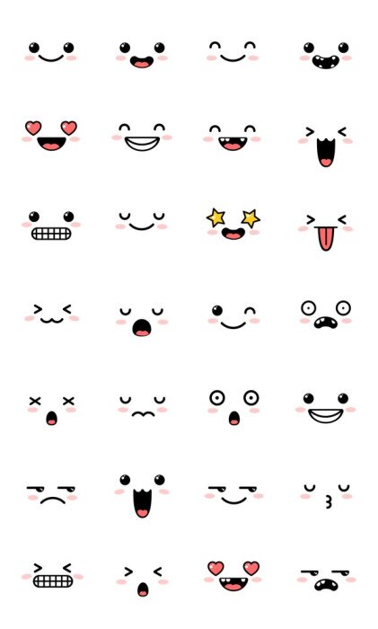 Tableau  Ensemble d'émojis kawaii