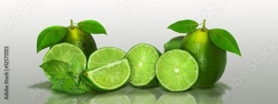 Tableau  Ensemble de citrons verts Sur fond gris