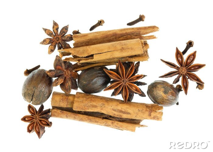 Tableau  Épices de Noël sur fond blanc