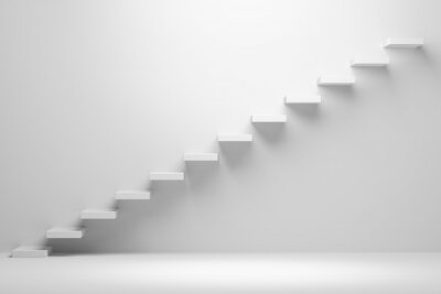 Tableau  Escalier ascendant résumé blanc 3d illustration