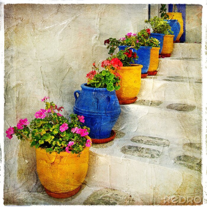 Tableau  Escalier avec des fleurs digne d'une peinture