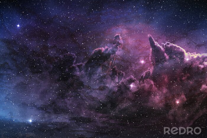 Tableau  Espace galactique avec nébuleuse et poussière cosmique