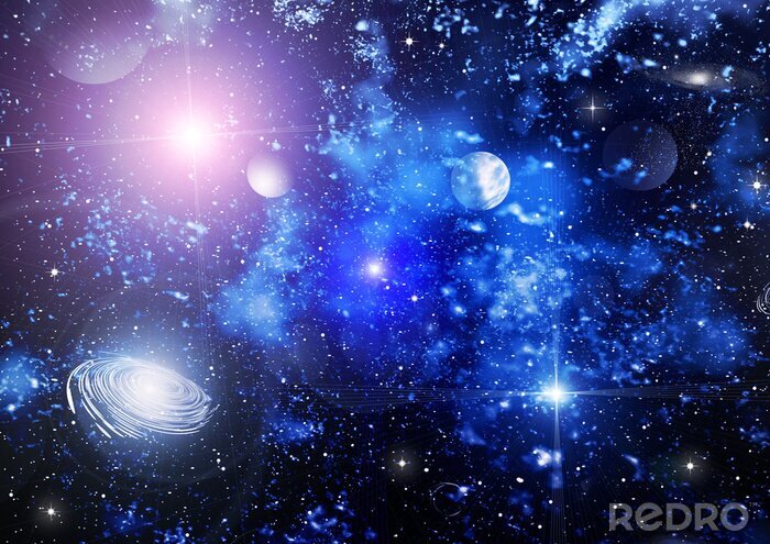 Tableau  Espace planètes illuminés