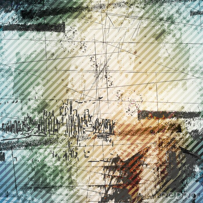 Tableau  Esquisse de bâtiments urbains dans un style grunge.