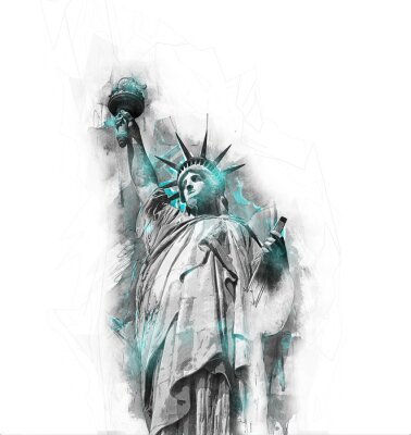 Tableau  Esquisse de l'échelle de gris de l'aquarelle de la statue de la liberté