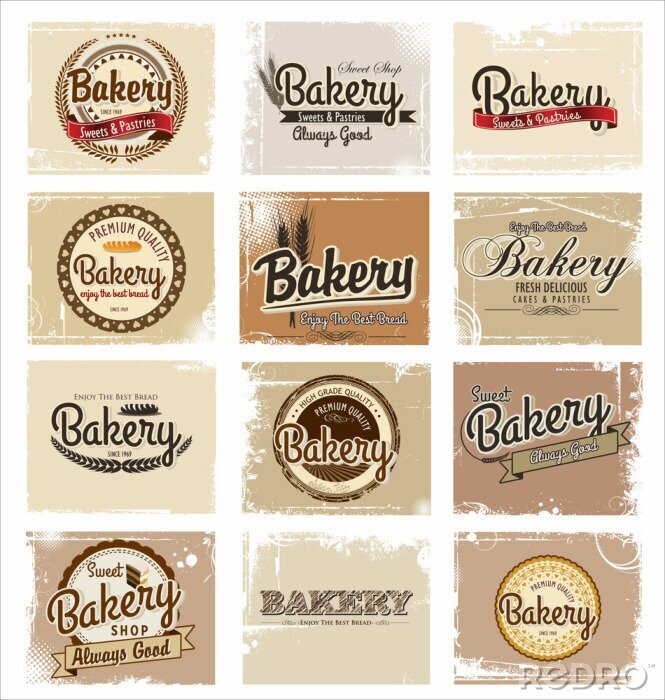 Tableau  Étiquettes boulangerie rétro