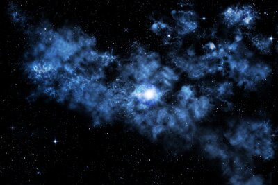 Étoiles dans le ciel avec une nébuleuse bleue