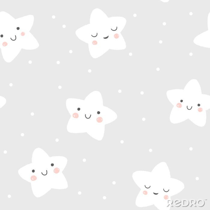 Tableau  Étoiles souriantes et endormies de style scandinave