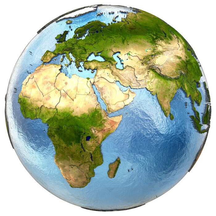 Tableau  Europe et l'Afrique sur la Terre