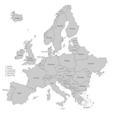 Tableau  europe grey - vector