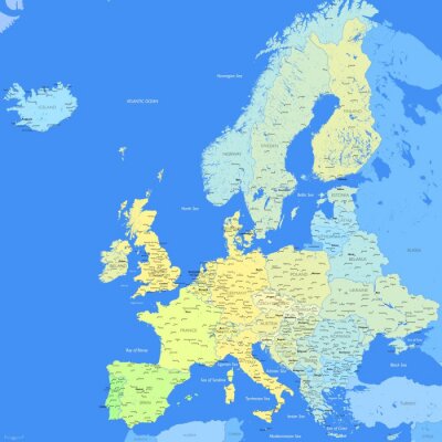 Tableau  Europe map couleur