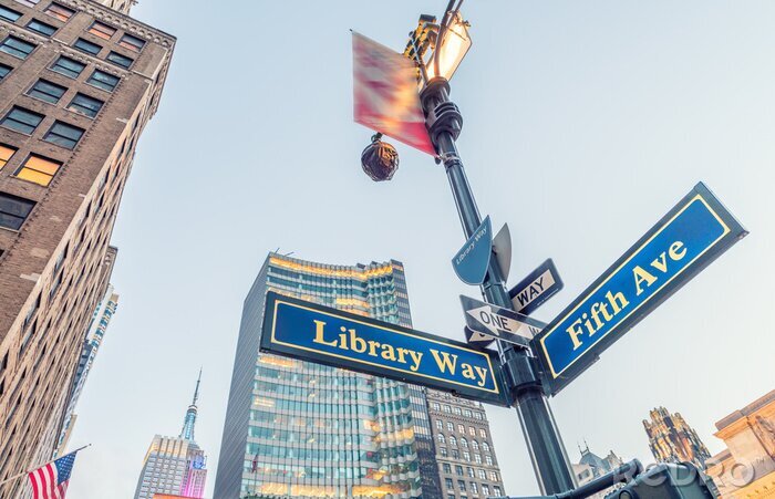 Tableau  Façon dont Bibliothèque et Fifth Avenue plaques de rue à New York