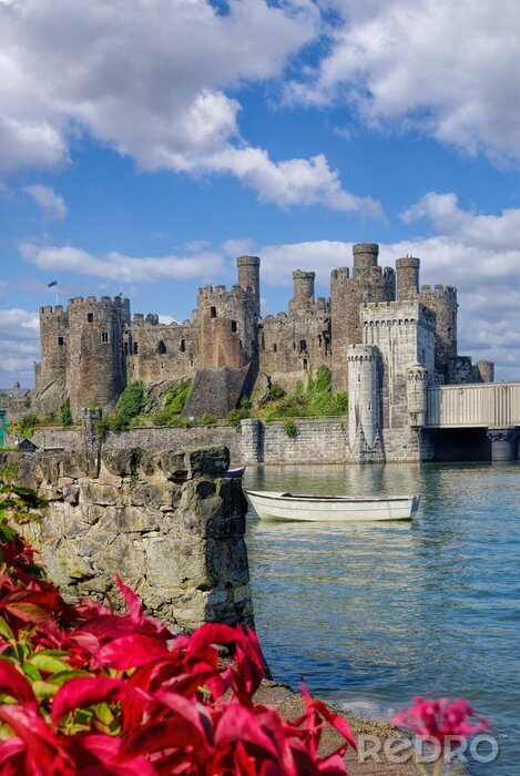 Tableau  Famous Conwy Castle in Wales, United Kingdom, series of Walesh castles