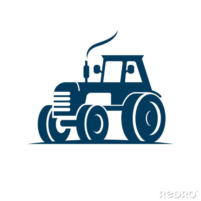 Tableau  farm tractor emblem icon logo isolated on white