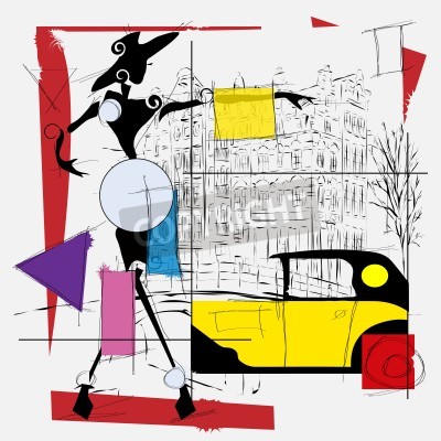 Tableau  fashion girl cubism illustration modern
